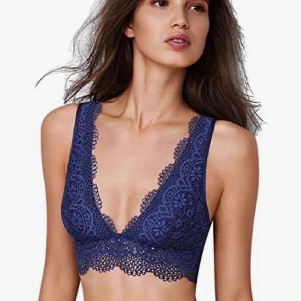 🎀 Victoria’s Secret crochet lace bralette angel royal blue